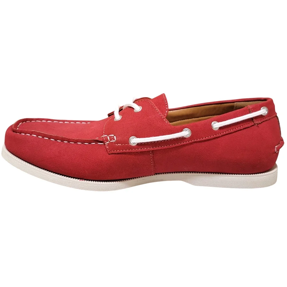 Club Room Men Elliot 2-Eye Casual Boat Shoes Size US 10M Red Faux Leather